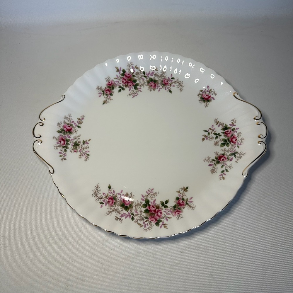 Vintage Royal Albert Lavender Rose Handled Cake Plate Bone China England 10"